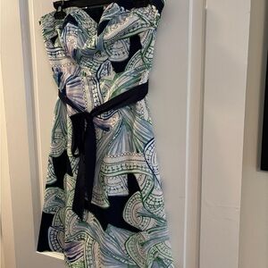 Moulinette Soeurs Blue and White Strapless Sundress